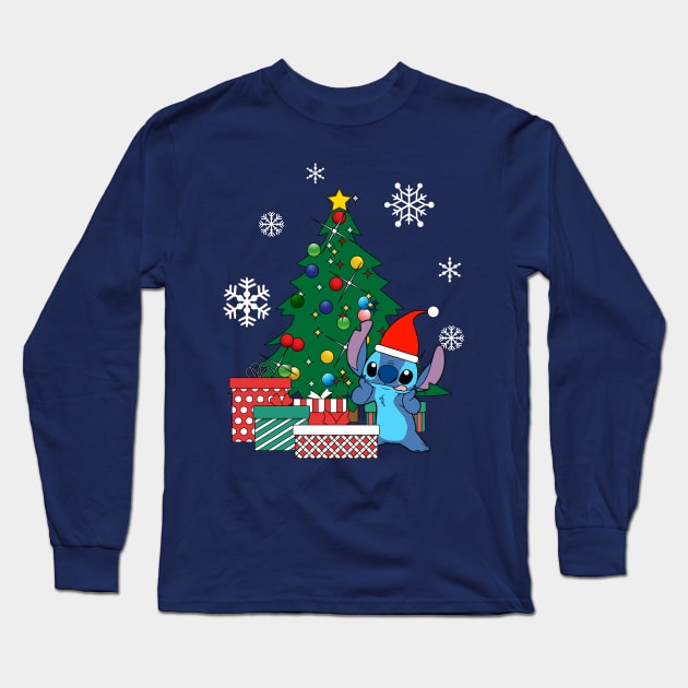 Stitch Christmas Tree Lilo And Stitch Long Sleeve T-Shirt by Nova5